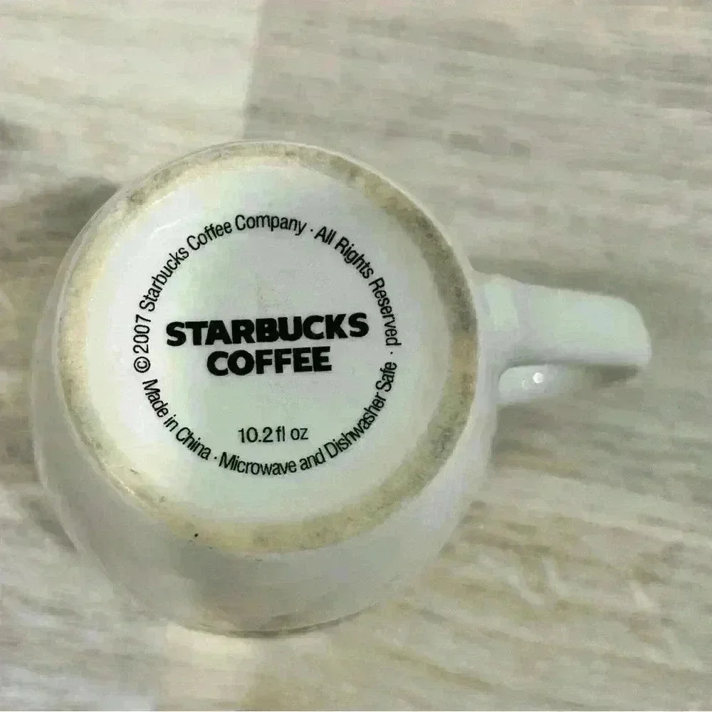 Original Starbucks Logo Coffee Mug 10.2oz 2007 White Ceramic Classic Handle Cup
